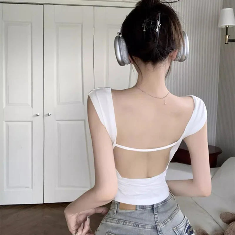 VILZSTUDIOS Stylish Sexy Backless Slim Fit T-Shirt