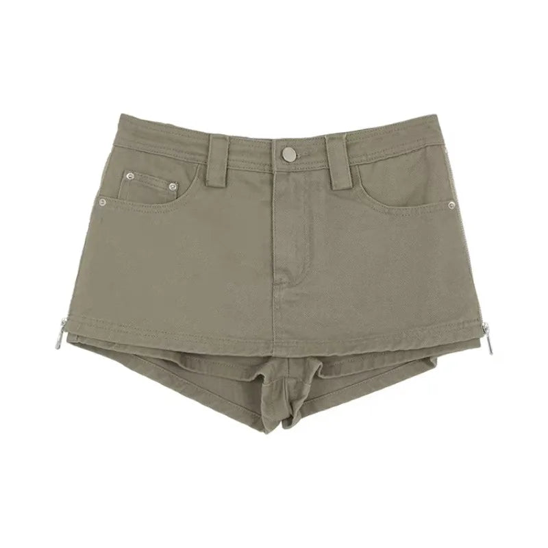 VILZSTUDIOS High-Waisted Retro Denim Skirt Summer Pants