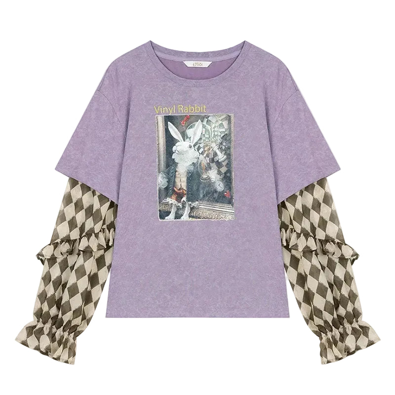 VILZSTUDIOS Checkered Layered Print Top