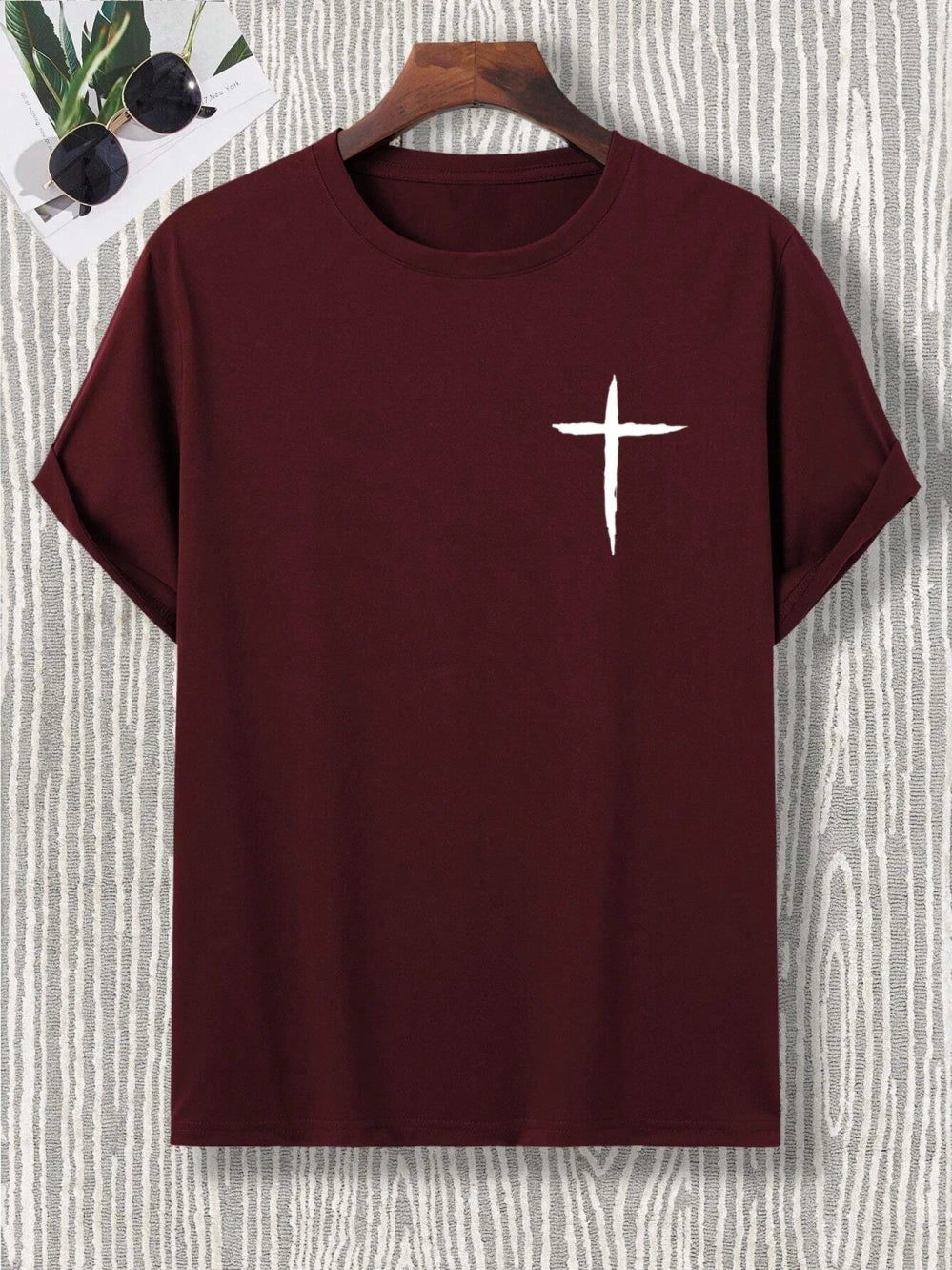 VILZSTUDIOS Oversized Cross Print Loose Summer T-Shirt