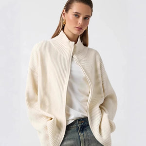 VILZSTUDIOS Cozy Knitted Turtleneck Zipper Cardigan