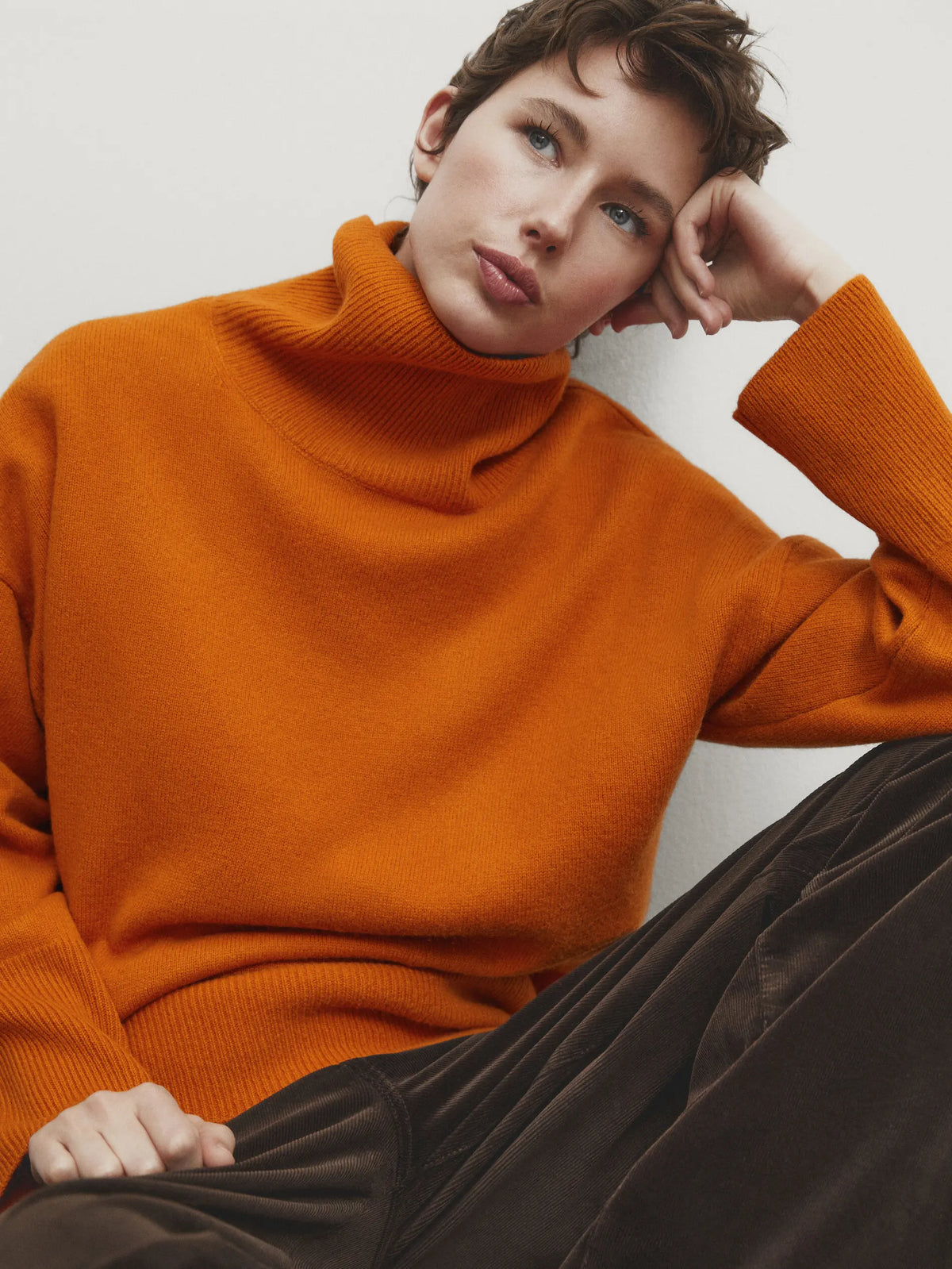 VILZSTUDIOS Orange Slouchy Wool Blend Sweater