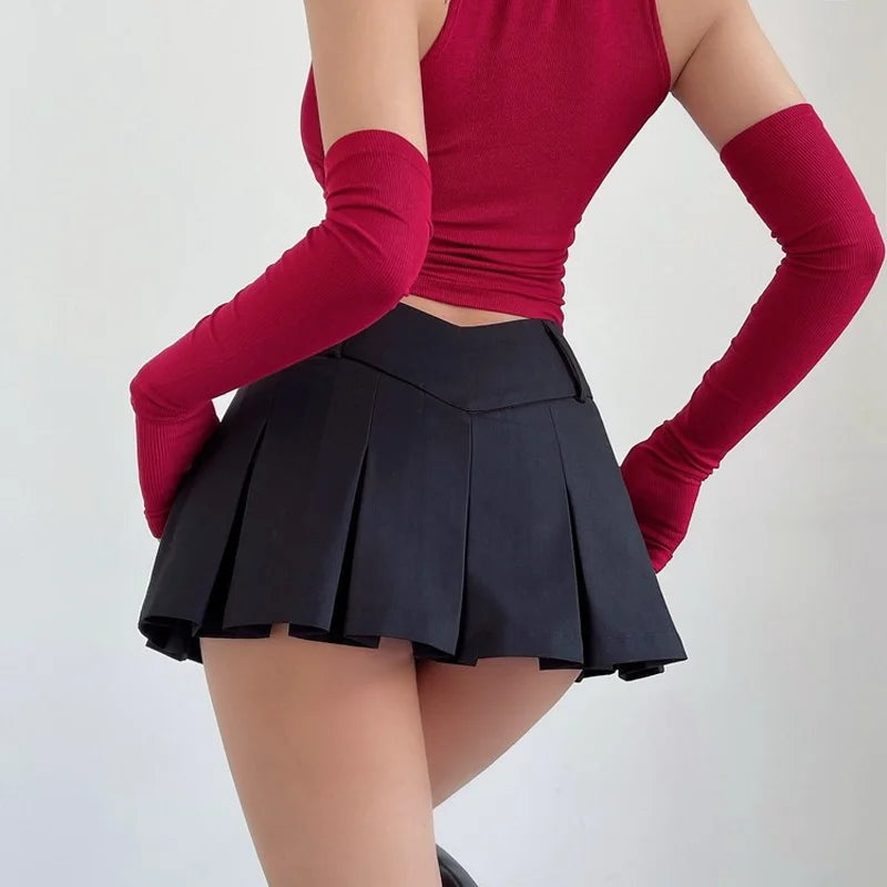 VILZSTUDIOS Sexy Pleated A-Line Mini Skirt