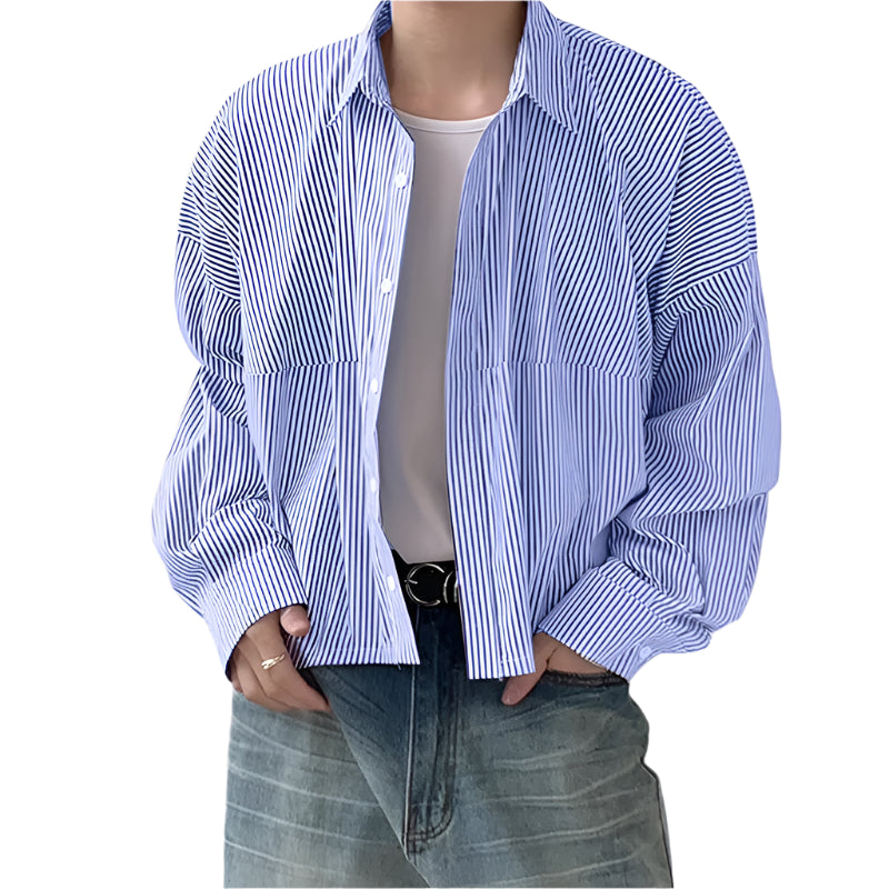 VILZSTUDIOS Cropped Striped Long Sleeve Shirt