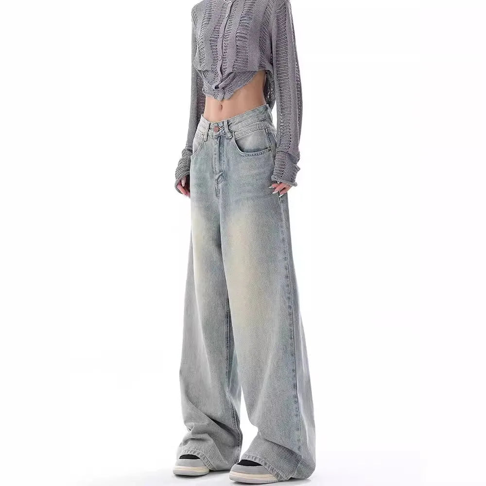 VILZSTUDIOS Vintage Distressed Wide Leg Jeans