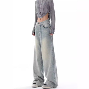 VILZSTUDIOS Vintage Distressed Wide Leg Jeans