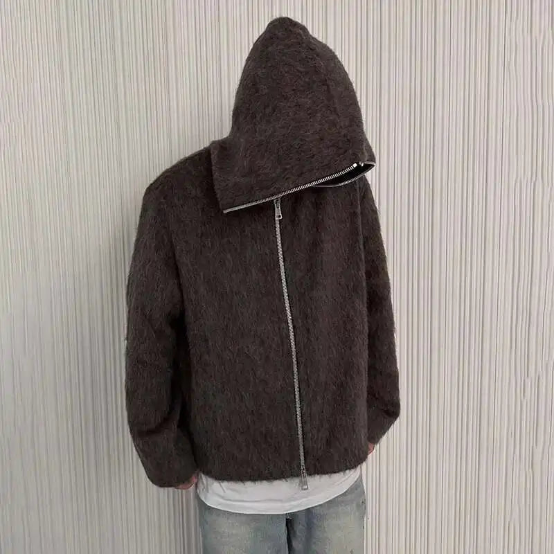 VILZSTUDIOS Knitted Hooded Zipper Cardigan