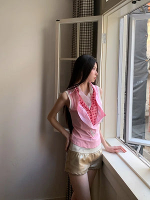 VILZSTUDIOS Pink Layered Sleeveless Blouse