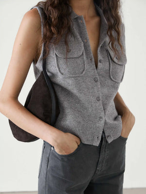 VILZSTUDIOS Grey Woolen Knit Sleeveless Vest