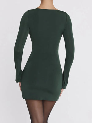 VILZSTUDIOS Elegant Green Bandage Mini Dress Womens