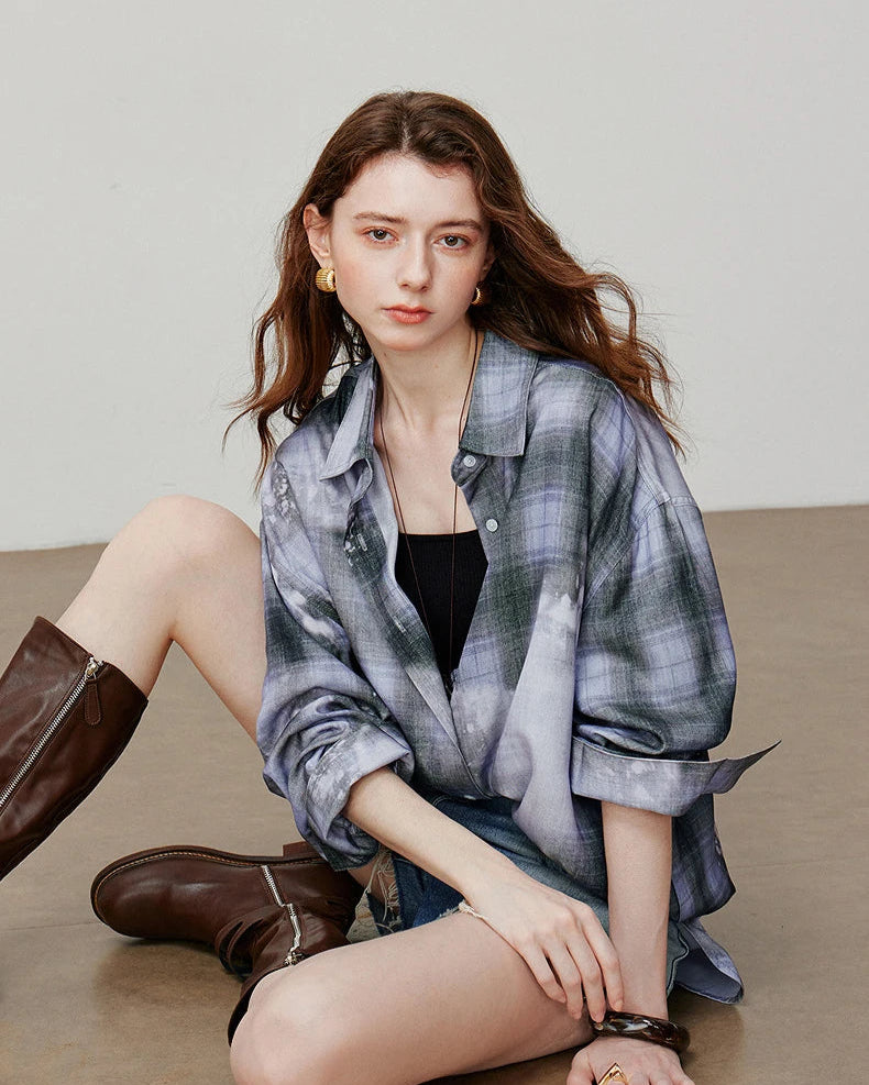 VILZSTUDIOS Vintage Plaid Loose Shirt