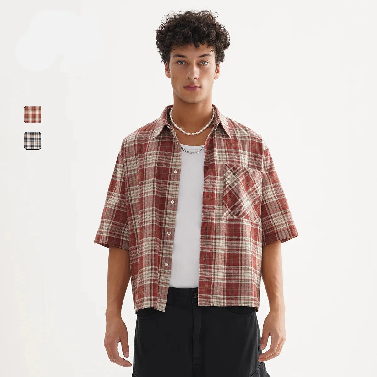 VILZSTUDIOS Viya Checkered Button-Down Shirt