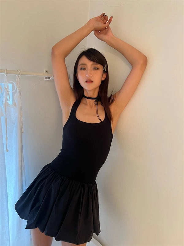 Y2K Black Summer Short Dress