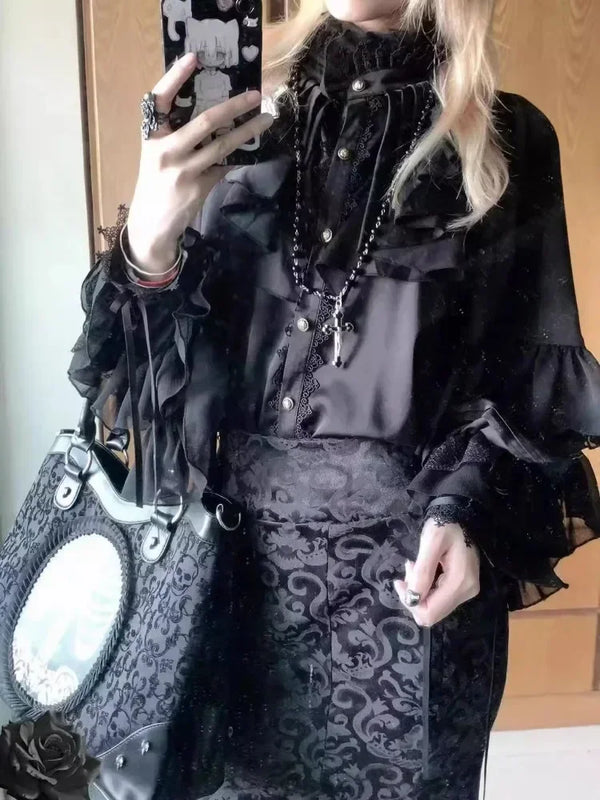 Sweet Japanese Lolita Lantern Sleeve Blouse