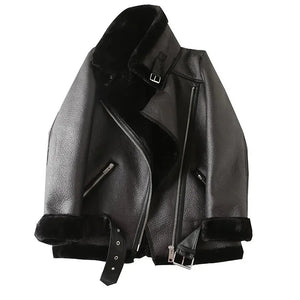 VILZSTUDIOS Warm Fur Collar Rider Jacket