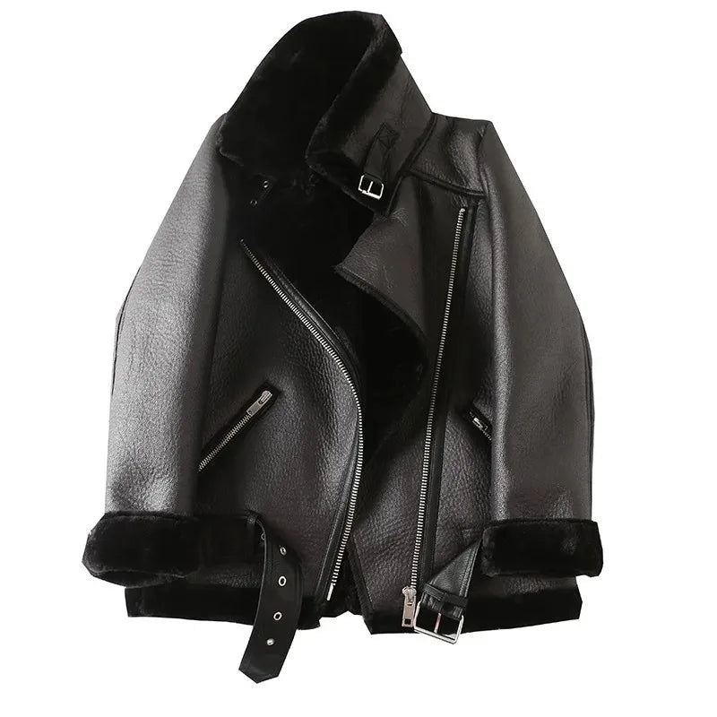 VILZSTUDIOS Warm Fur Collar Rider Jacket