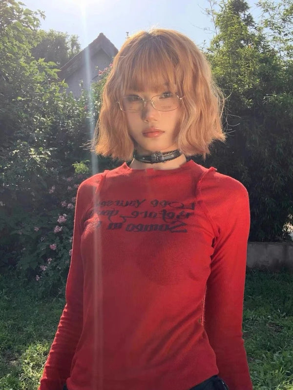 Red Grunge Crop Top