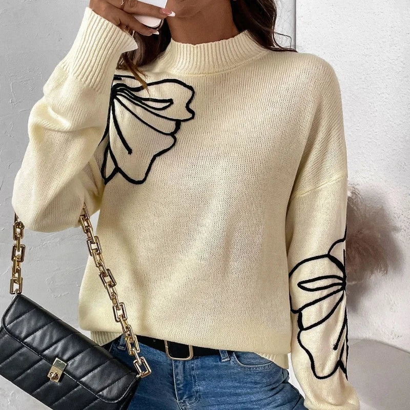 VILZSTUDIOS Floral Oversized Knit Sweater