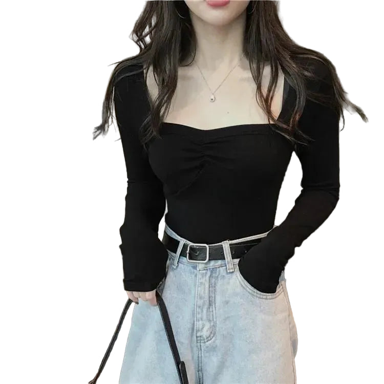 VILZSTUDIOS Tight Square Neck Long Sleeve Top