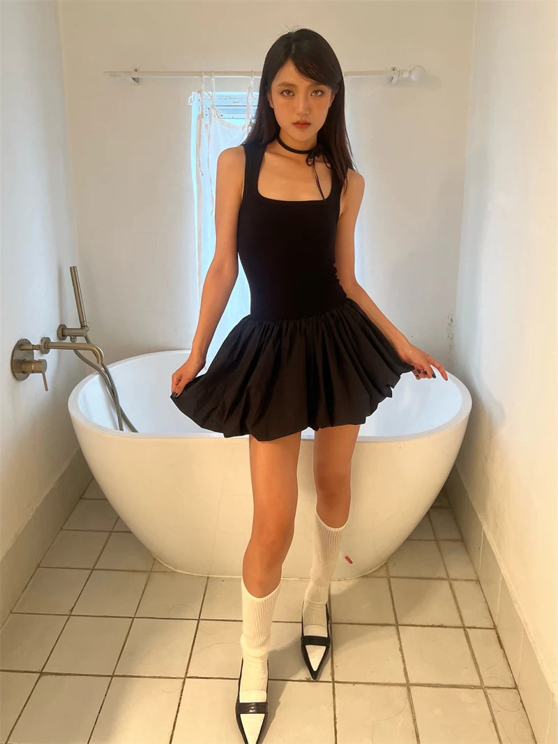 VILZSTUDIOS Y2K Black Summer Short Dress