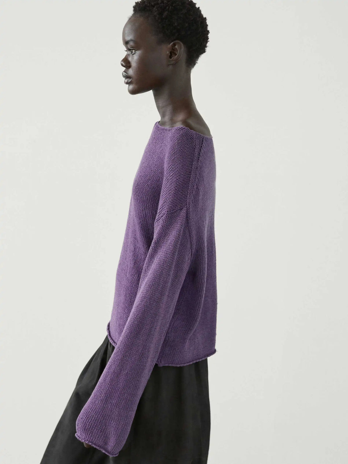 VILZSTUDIOS Purple Casual Round Neck Sweater