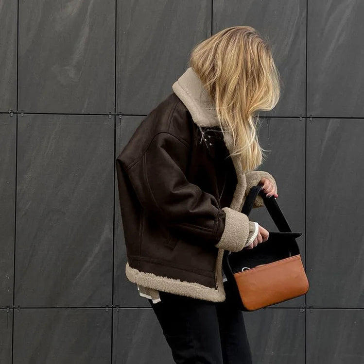 VILZSTUDIOS Retro Warm Contrast Suede Jacket