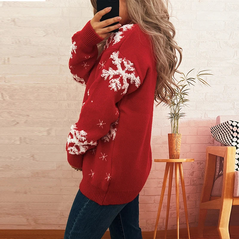 VILZSTUDIOS Cozy Snowflake Printed Knit Sweater