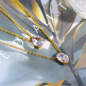 VILZSTUDIOS 18K Gold Water Drop Oval Lab Diamond Necklace