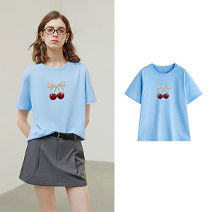 VILZSTUDIOS Bowknot Print Cotton T-Shirt