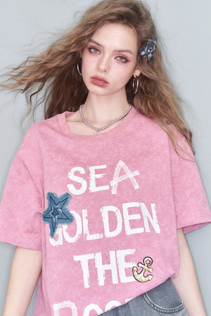 VILZSTUDIOS Casual Sea Star Graphic T-Shirt
