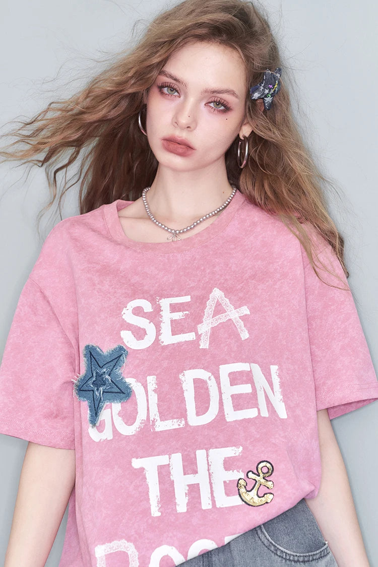 VILZSTUDIOS Casual Sea Star Graphic T-Shirt