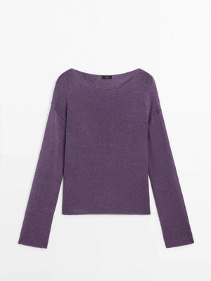 VILZSTUDIOS Purple Casual Round Neck Sweater