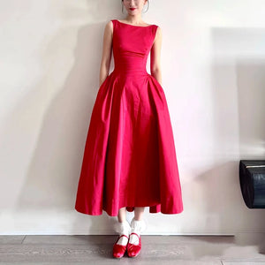 VILZSTUDIOS Elegant Backless Belted Slim Dress