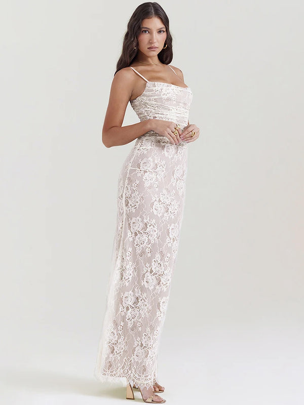 Elegant White Lace Two Piece Set