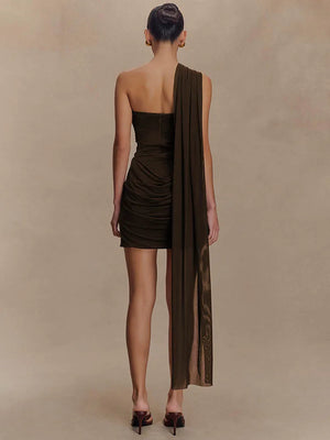VILZSTUDIOS Sleek One Shoulder Backless Club Mini Dress
