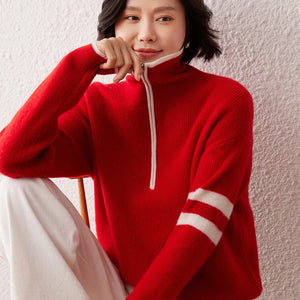 VILZSTUDIOS Cozy Zipped Turtleneck Cashmere Sweater