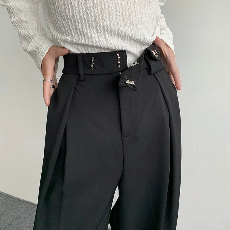 VILZSTUDIOS Dark Academia Black Wide Leg Pants