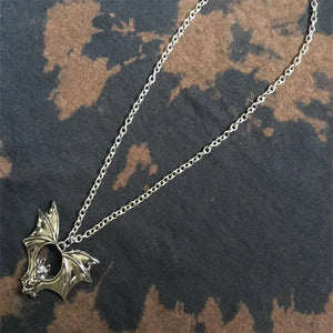 VILZSTUDIOS Stainless Steel Punk Bat Pendant Necklace
