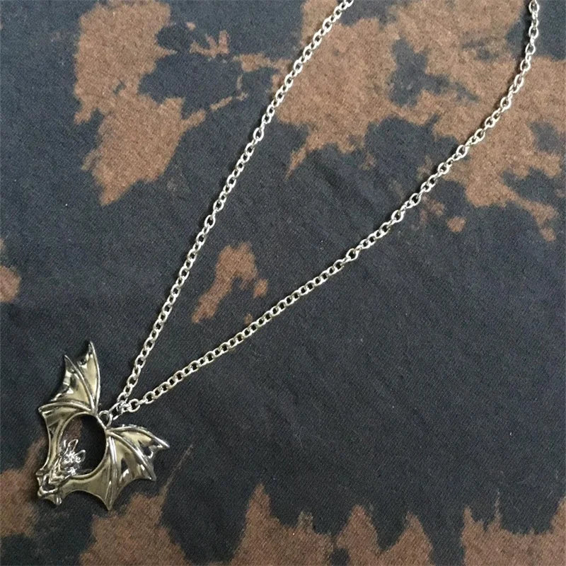 VILZSTUDIOS Stainless Steel Punk Bat Pendant Necklace