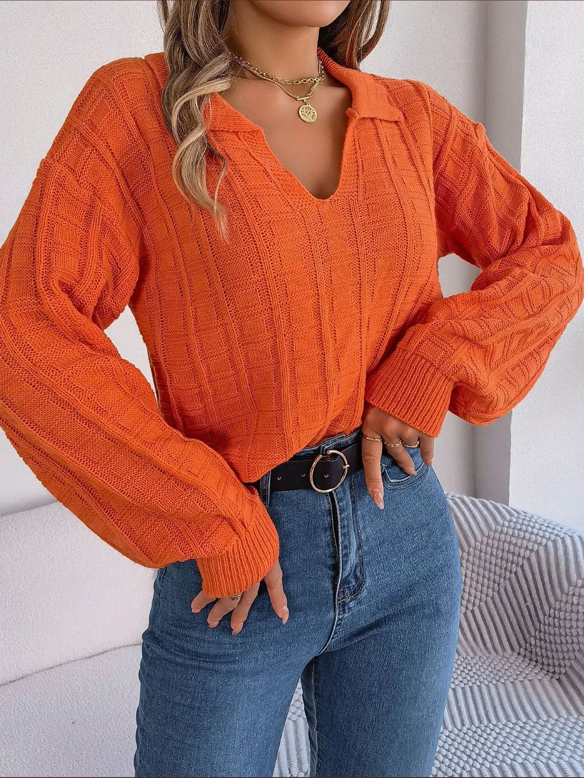 VILZSTUDIOS Cozy Knitted Plaid Sweater