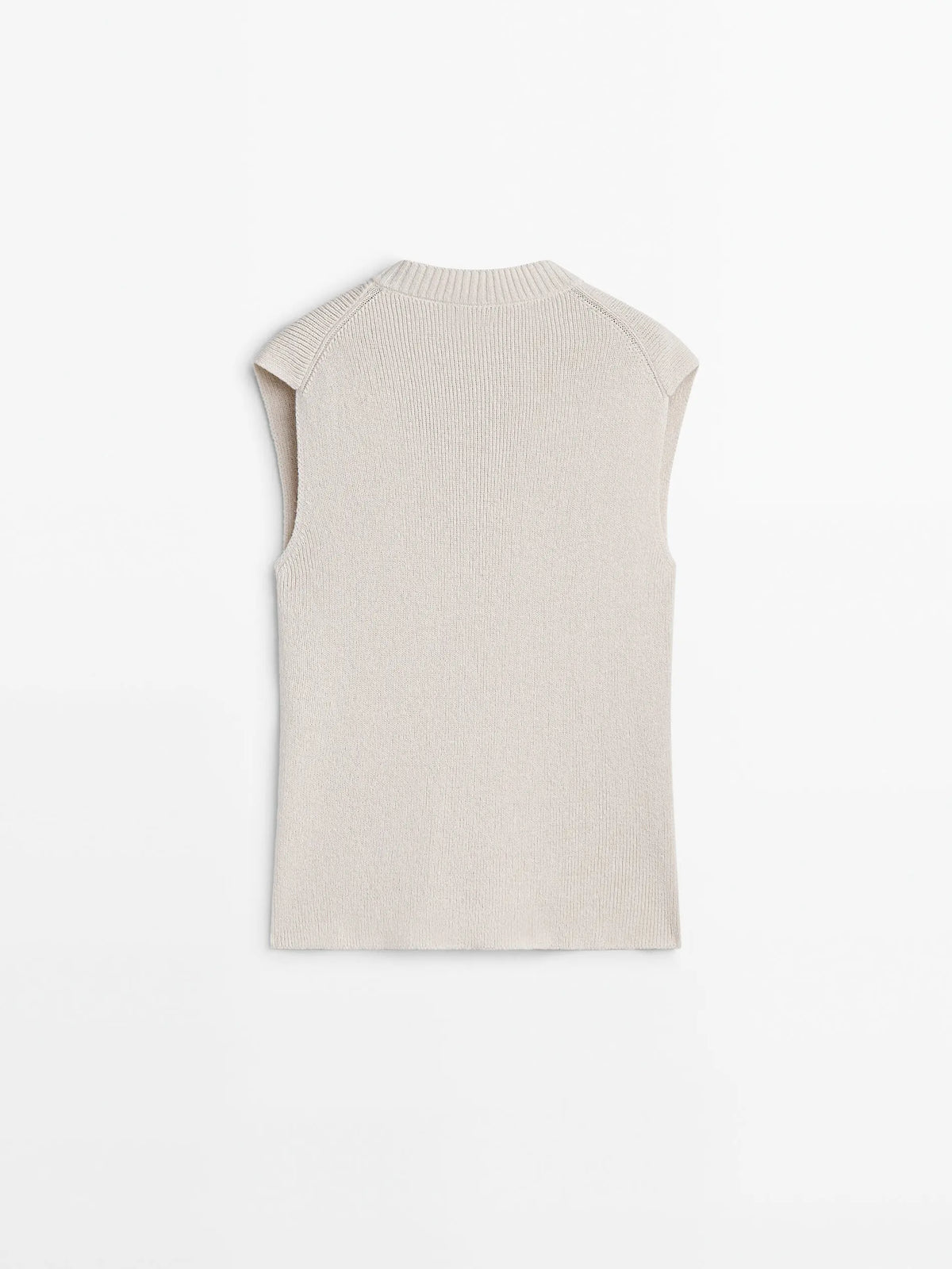 VILZSTUDIOS Minimalist Beige V-Neck Knit Vest