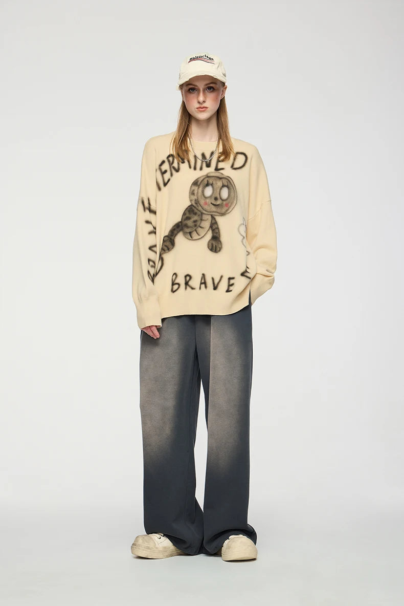 VILZSTUDIOS Trendy Graphic Knitwear Sweater