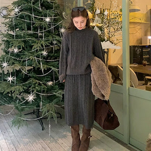 VILZSTUDIOS Cozy Wool Two-Piece Sweater & Skirt Set