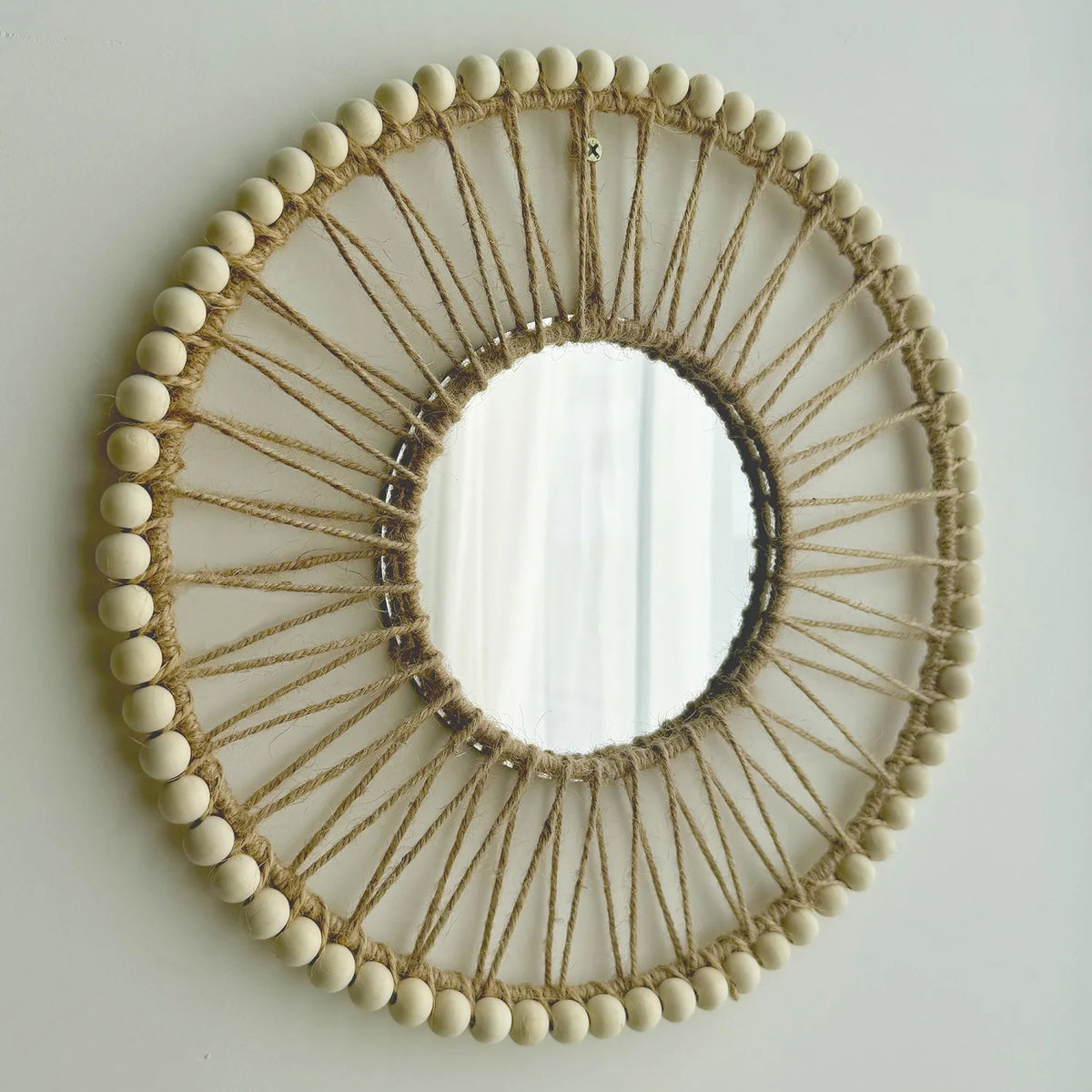 VILZSTUDIOS Hand-woven Nordic decorative hanging mirror creative wall sofa porch homestay style background wall hollow out decor mirror