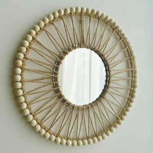 VILZSTUDIOS Hand-woven Nordic decorative hanging mirror creative wall sofa porch homestay style background wall hollow out decor mirror