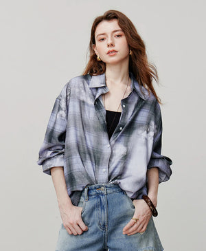 VILZSTUDIOS Vintage Plaid Loose Shirt