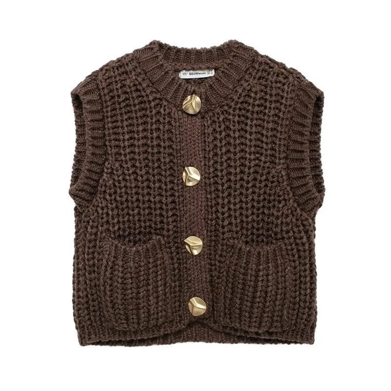 VILZSTUDIOS Chic Sleeveless Retro Knitted Sweater