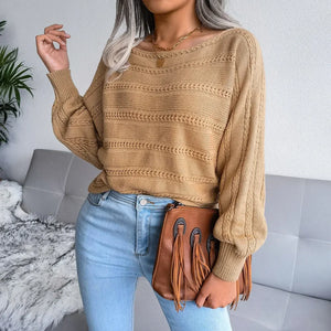 VILZSTUDIOS Stylish Hollow Off Shoulder Knit Sweater