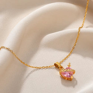 VILZSTUDIOS Pink Heart Zircon Necklace
