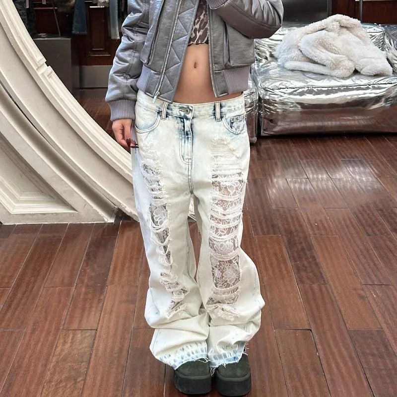 VILZSTUDIOS Vintage Ripped Straight Jeans